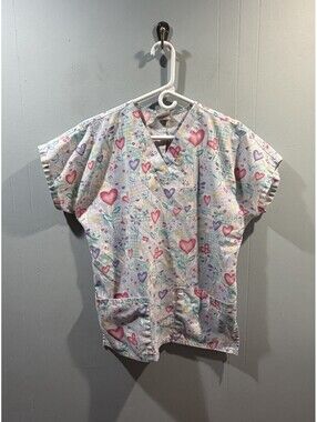 Womens Simply Basic Nurse Top Size Small Multicolor